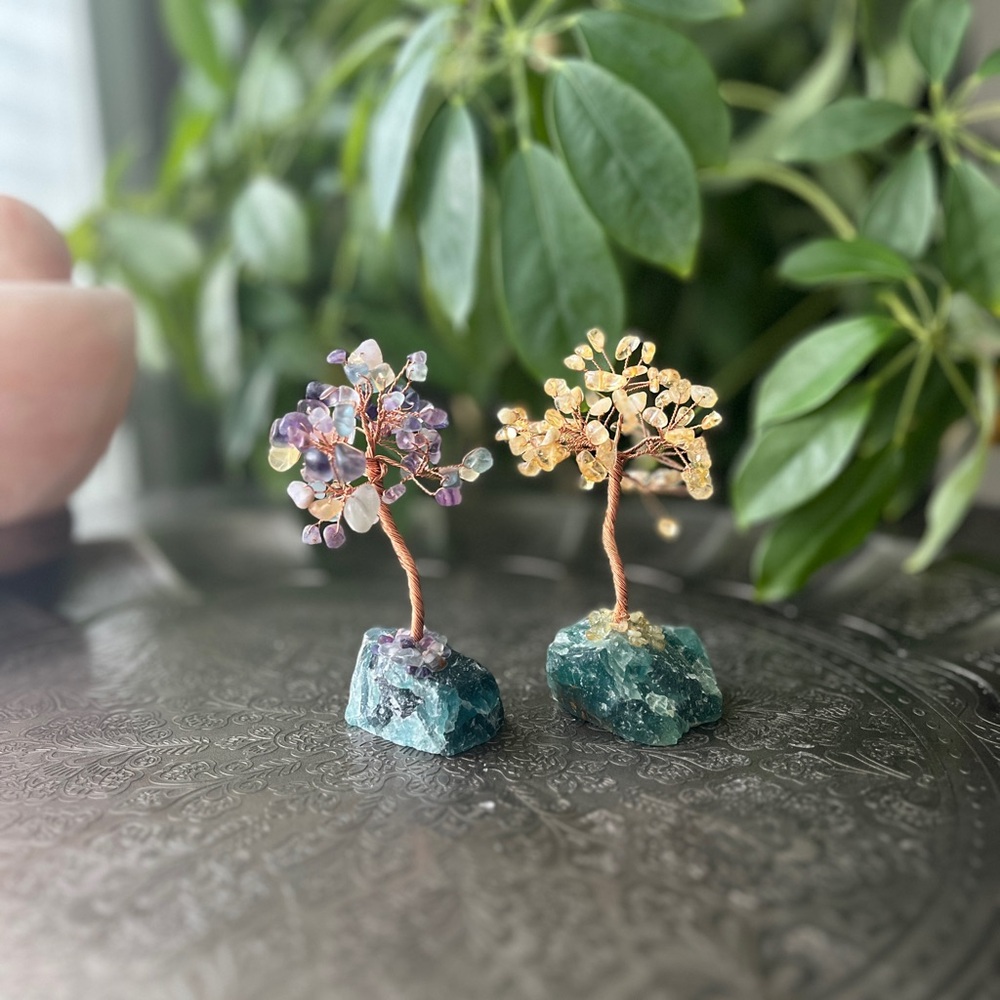 Citrine OR Fluorite Gemstone on fluorite base Tree